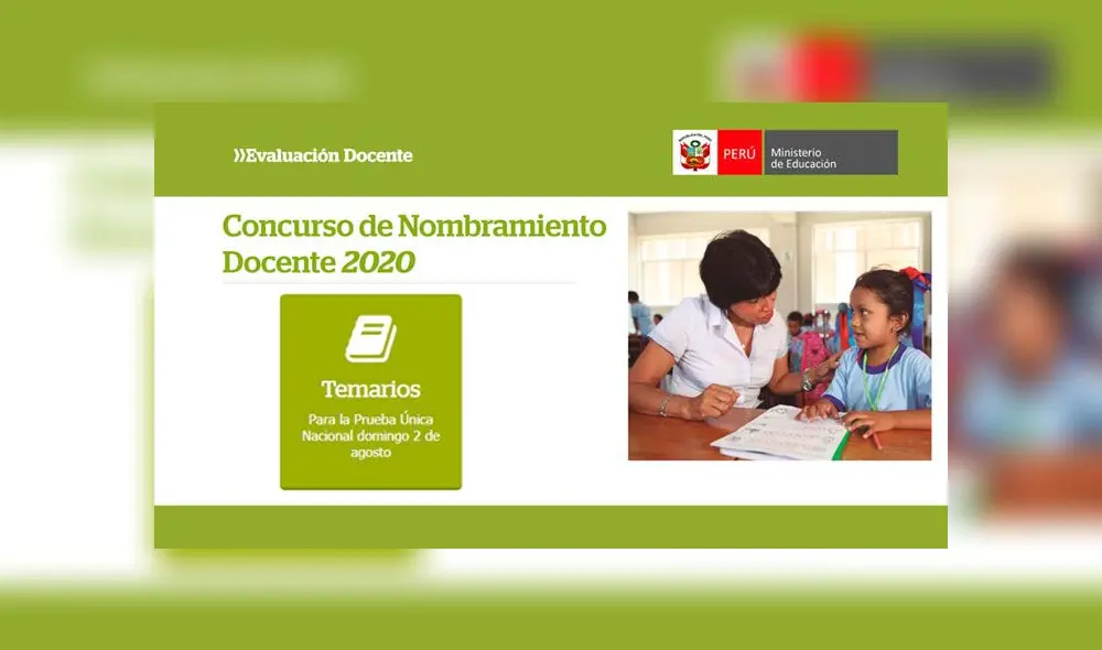 Concurso de Nombramiento Docente 2020: descarga gratis todos los temarios de la Prueba Única Nacional.