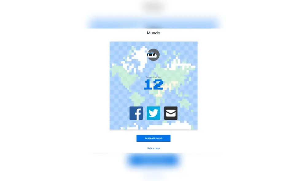Cuando finalizas el juego, tienes la opción de compartir la partida por redes sociales.