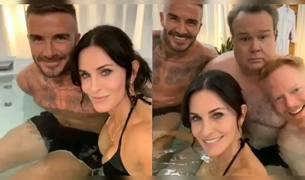 Courtney Cox hace atrevida caricia a David Beckham dentro de jacuzzi [FOTOS]