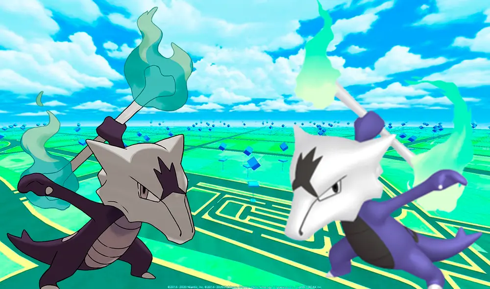 A la izquierda Marowak Alola en su aspecto normal y a la derecha su variante shiny. Foto composición La República
