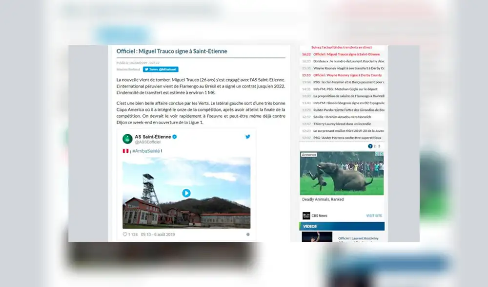 Así informaron los medios franceses sobre la incorporación de Miguel Trauco en el Saint Étienne.