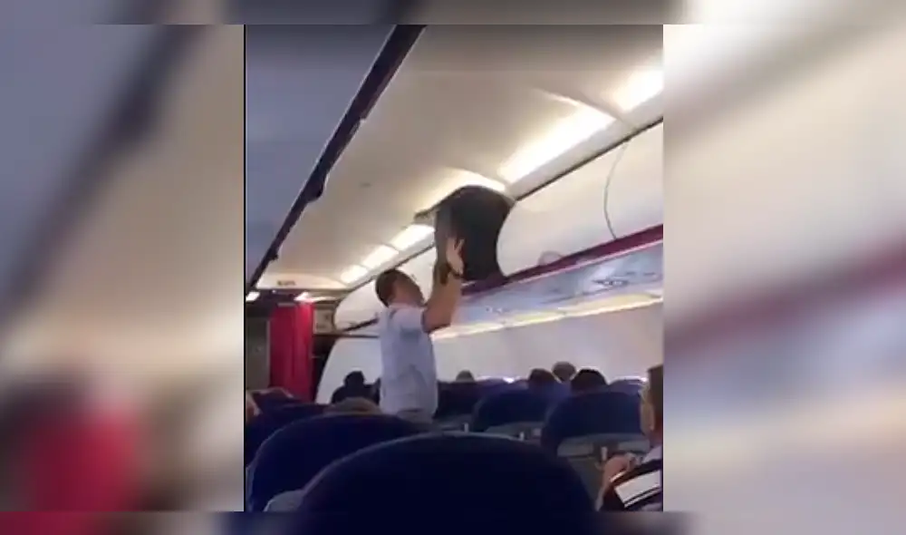 Facebook: pasajero intenta acomodar su equipaje y se vuelve viral [VIDEO]