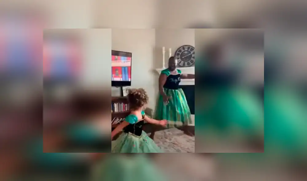 Desliza las imágenes para observar la emotiva escena de un padre junto a su hija vestidos como ‘Frozen’.