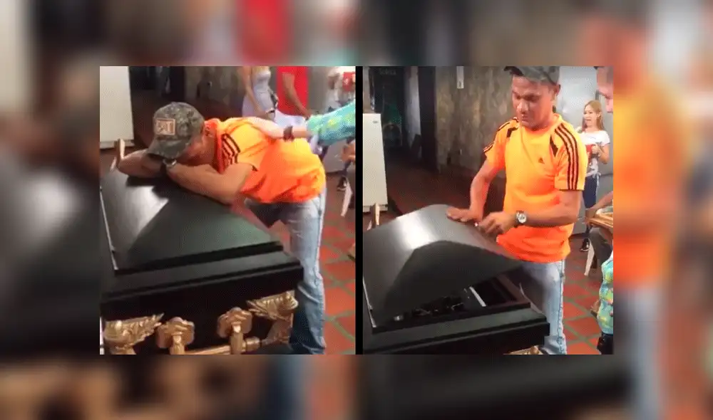 Facebook viral: Creyeron que lloraba sobre ataúd, pero cuando lo abrió se llevaron una sorpresa