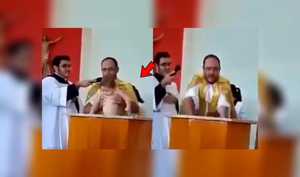 Facebook viral: sacerdote sumerge en agua bendita a bebé y este tiene inesperada reacción