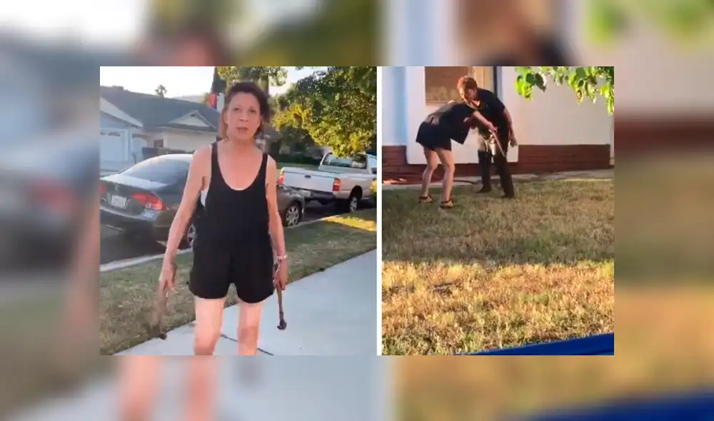 La mujer destrozó su auto a martillazos y les exigió que se “regresaran a México”. Foto: Captura/Twitter La mujer destrozó su auto a martillazos y les exigió que se “regresaran a México”. Foto: Captura/Twitter