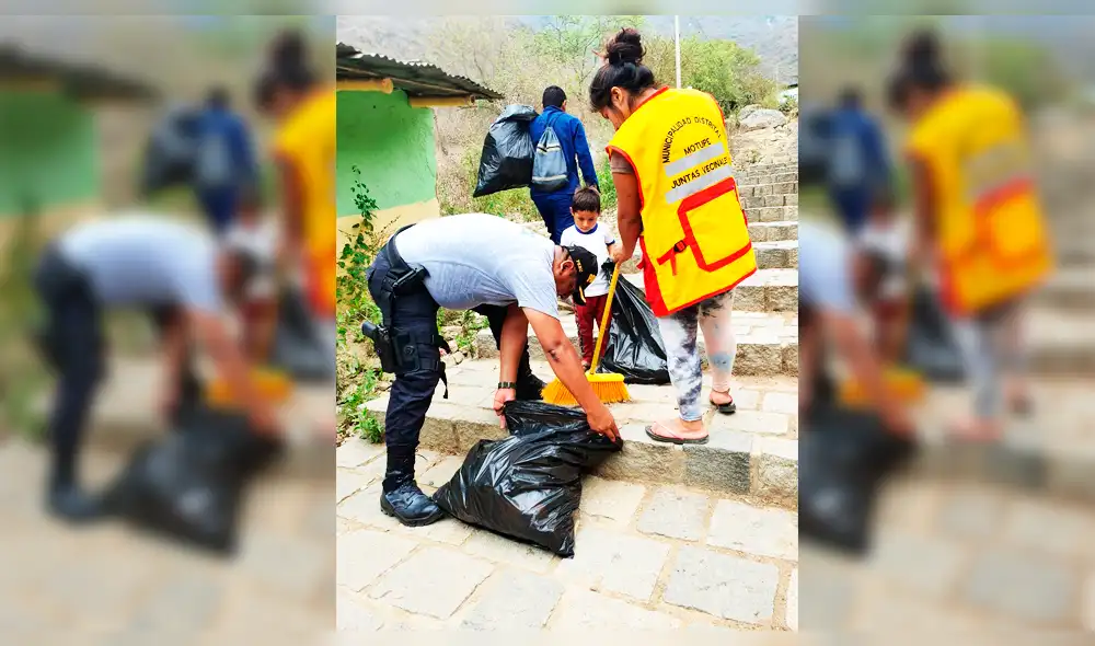 Policías y población se unen para jornada de limpieza.