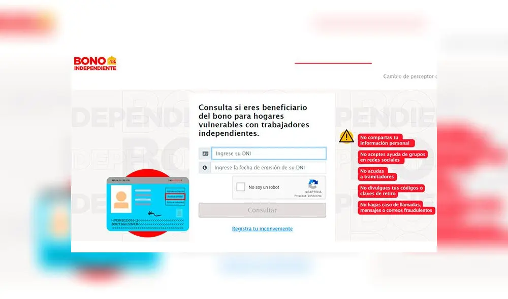 Fecha de emisión del DNI es requisito para el Bono Rural, Bono Independiente, Bono 380 soles “Yo me quedo en casa”. Foto: difusión