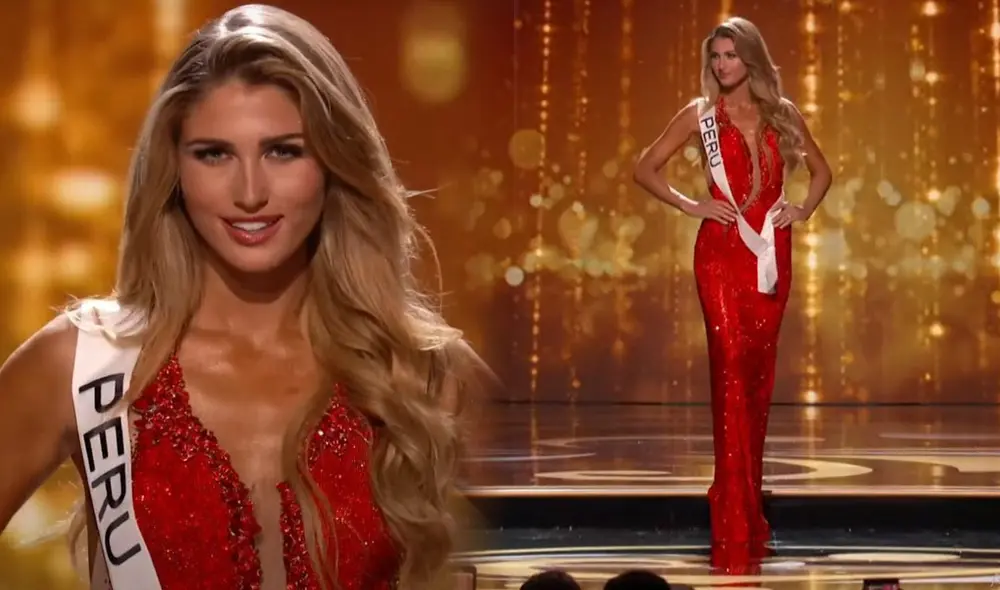 Alessia Rovegno se lució con un elegante vestido rojo en el Miss Universo. Foto: Miss Universo.