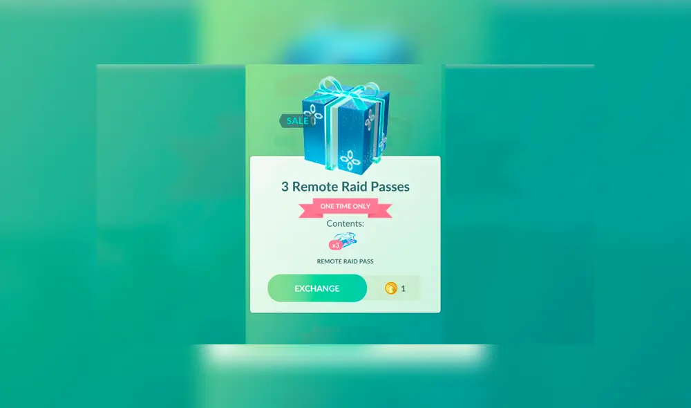 Niantic coloca una caja con tres pases de incursión remota a una pokémoneda.