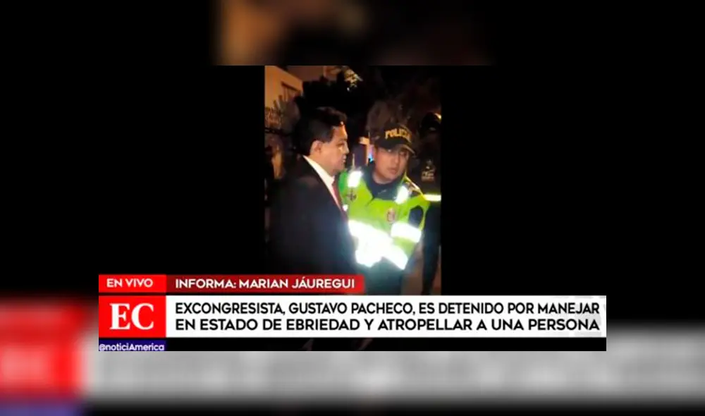 Excongresista. Gustavo Pachecho, fue arrestado por provocar accidente e intentar fugarse. Foto: Captura Excongresista. Gustavo Pachecho, fue arrestado por provocar accidente e intentar fugarse. Foto: Captura
