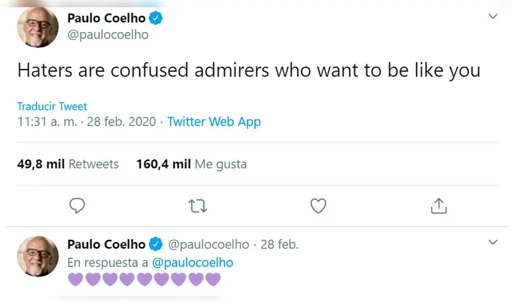 Coelho escribió un misterioso mensaje en redes sociales, acompañado de unos corazones púrpuras. Más tarde confirmaría que se trataba de BTS.