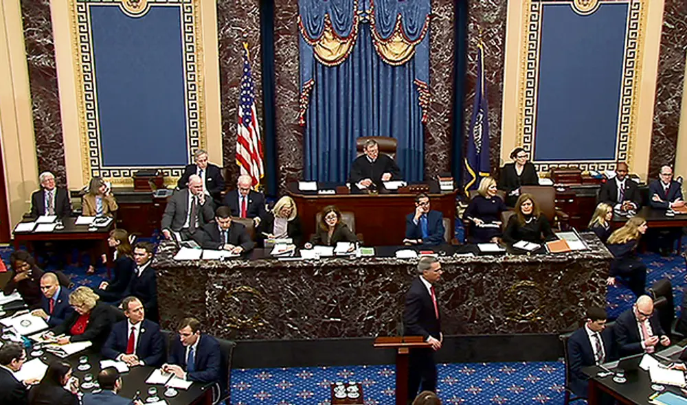 Audiencia. Cámara del Senado en el Capitolio de los Estados Unidos en Washington, DC en donde se decide el futuro político del presidente Donald Trump. Audiencia. Cámara del Senado en el Capitolio de los Estados Unidos en Washington, DC en donde se decide el futuro político del presidente Donald Trump.