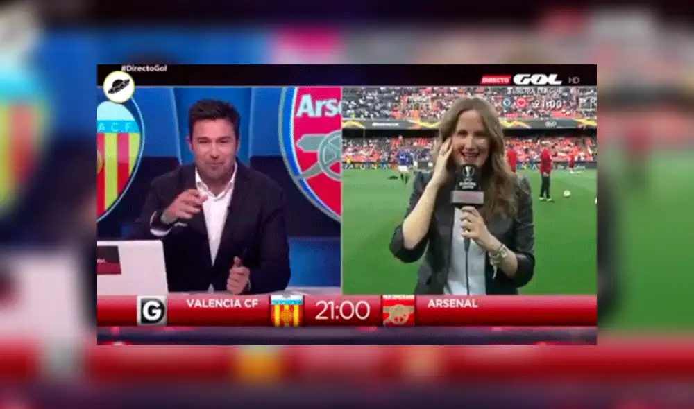 YouTube viral: Fulminante pelotazo le cae a reportera en plena transmisión en vivo de la Europa League [VIDEO]