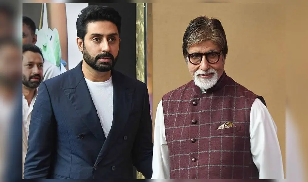 Abhishek Bachchan y su padre Amitabh. Foto: outlookindia