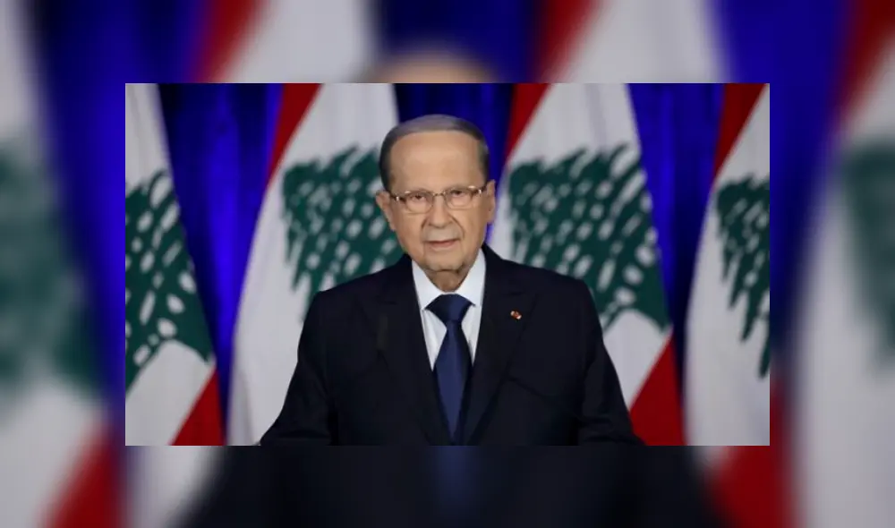 Michel Aoun, mandatario del Líbano, durante el discurso televisado en el palacio presidencial en Baabda. Foto: AFP Michel Aoun, mandatario del Líbano, durante el discurso televisado en el palacio presidencial en Baabda. Foto: AFP