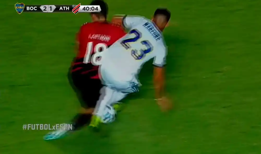 Marcone y CIttadini se agarraron a golpes tras una dura falta del jugador 'Xeneize'. Foto: ESPN Marcone y CIttadini se agarraron a golpes tras una dura falta del jugador 'Xeneize'. Foto: ESPN