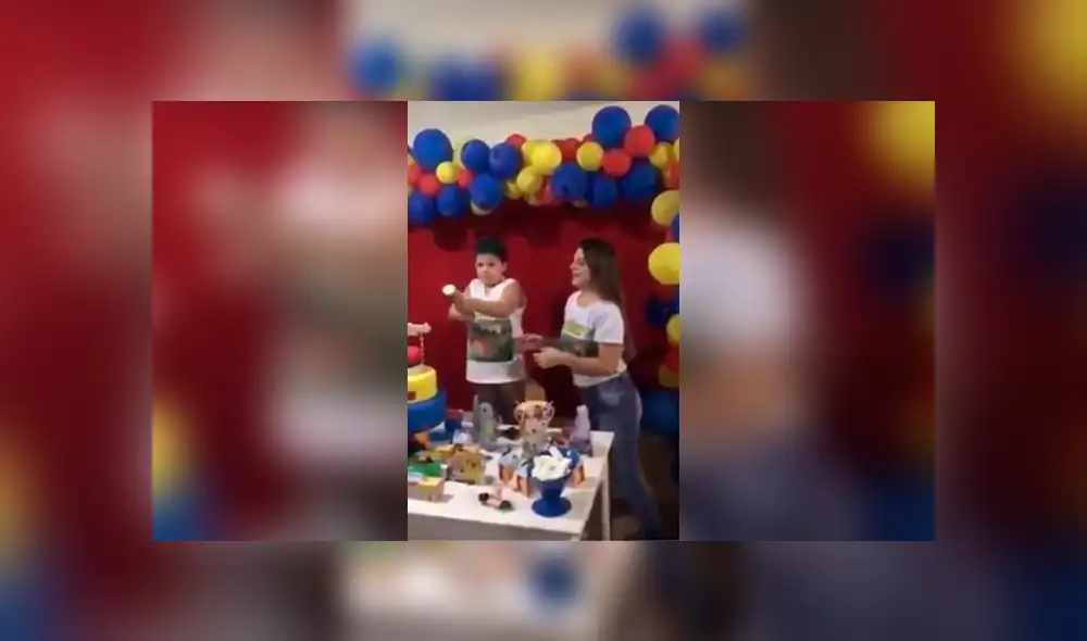 Facebook viral: Mamá intenta ayudar a su hijo a explotar ‘cañón de confeti’ y comete terrible fail [VIDEO]