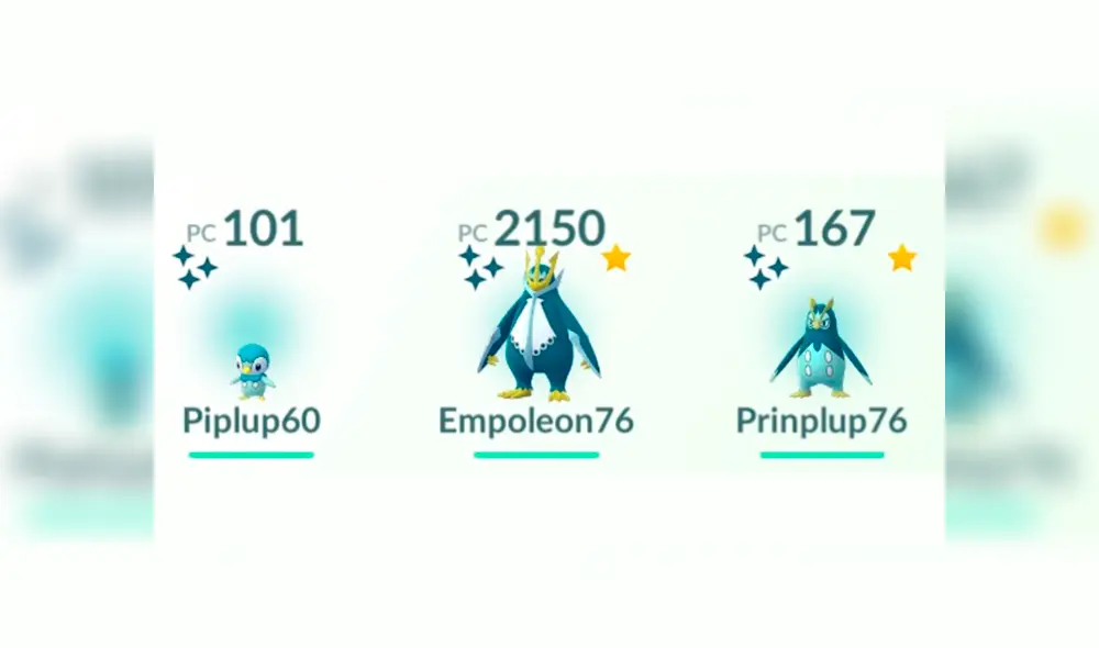 Piplup, Empoleon y Prinplup shiny activados en Pokémon GO.