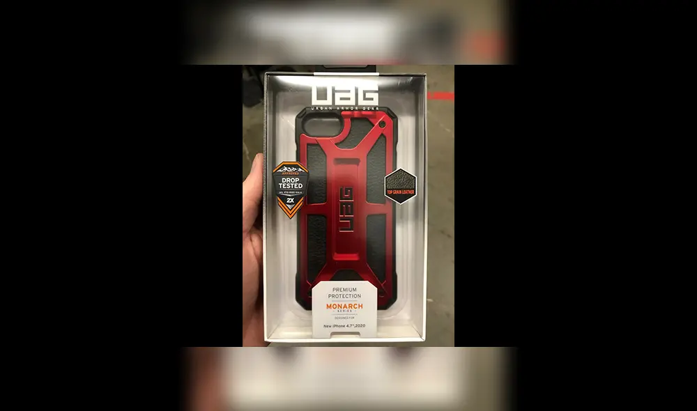 Estuche de Urban Armor Gear para un iPhone 2020 de 4.7 pulgadas que fue compartido por un empleado anónimo de Best Buy. | Fuente: MacRumors