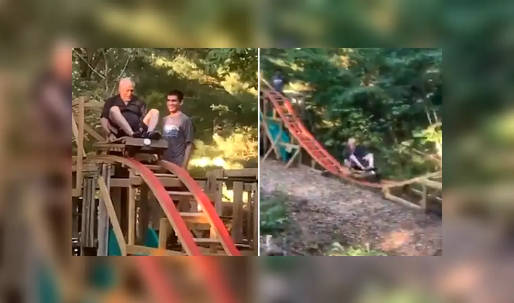 El joven, con la ayuda de su abuelo, logró construir una montaña rusa en su patio trasero. Foto: Twitter / @NBC10_Sam