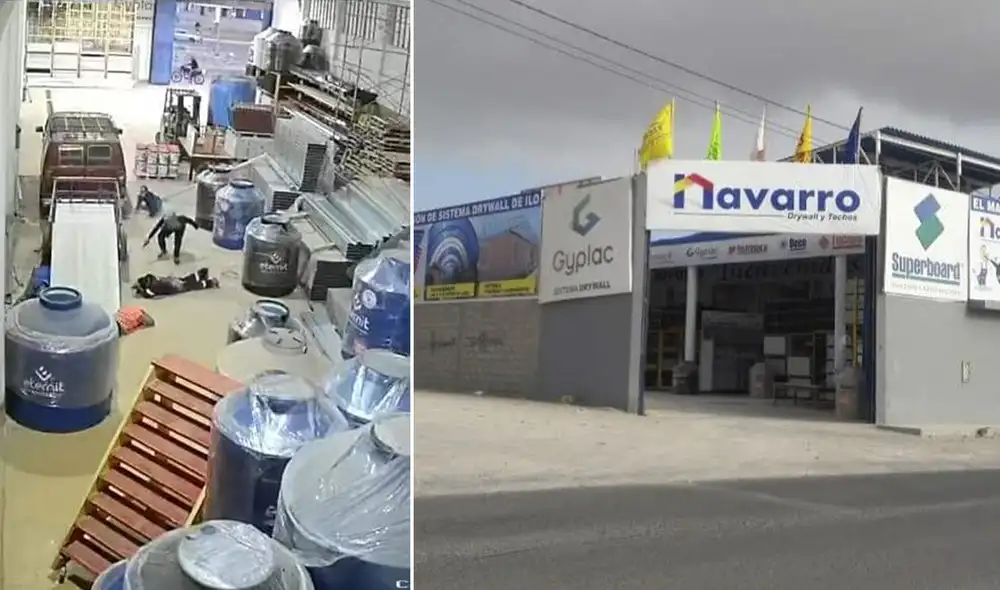 Violento asalto quedó registrado en las cámaras de seguridad de ferretería ubicada en Ilo. Fotos: Cortesía