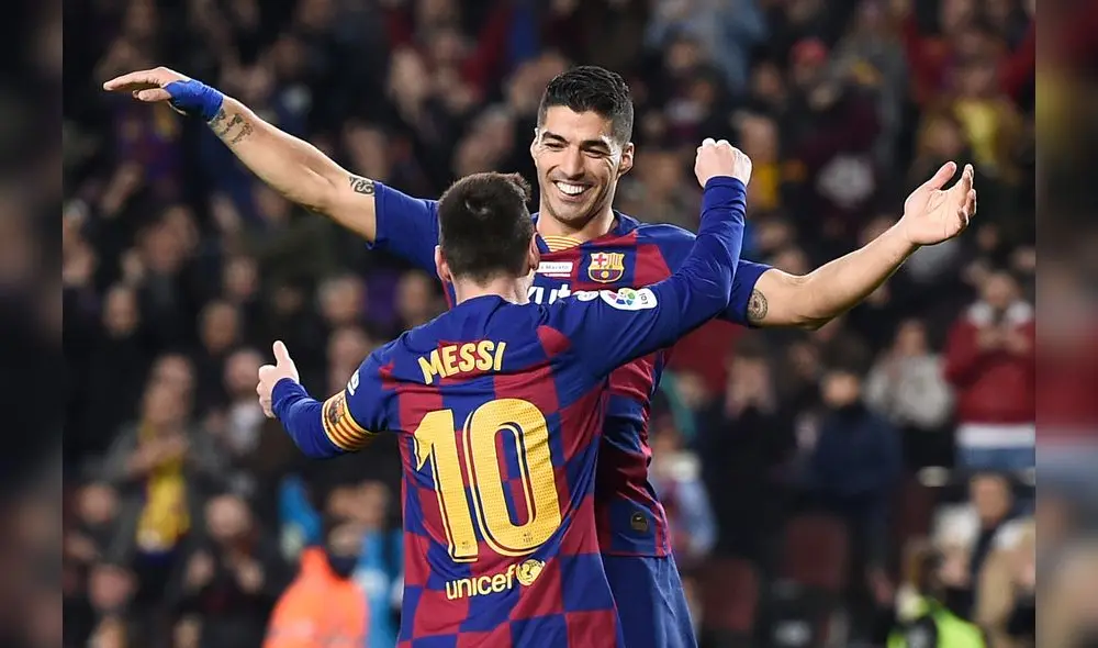 Suárez y Messi (3) se hicieron presente en el marcador de la abultada victoria sobre el Mallorca. Foto: AFP.