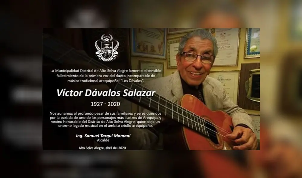 Municipalidad de Alto Selva Alegre comunicó sobre el fallecimiento.