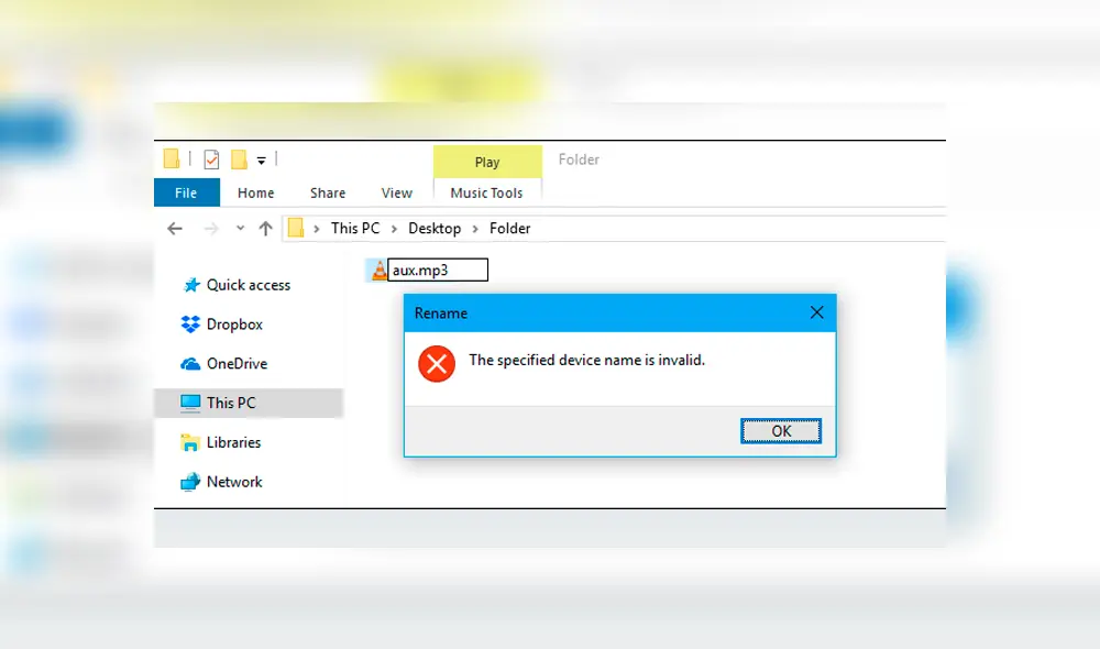 Y simplemente no te permitirá usarlos para carpetas, archivos de texto, imágenes y más. Imagen: HowToGeek