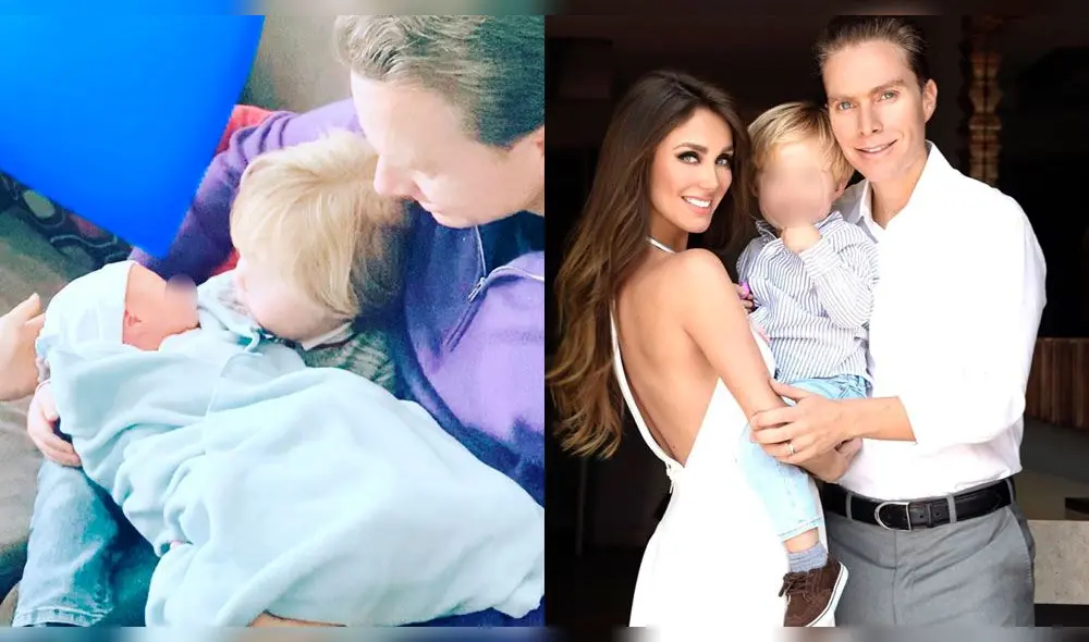 El hijo mayor de Anahí Puente conoce a su  hermanito Emiliano. Foto: Instagram