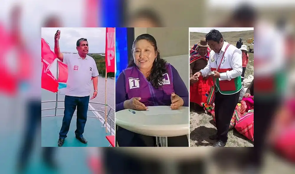 Candidatos Juan José Vega, Leonor Chambi y Efraín Anahua