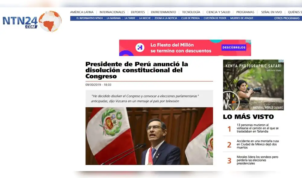 Así informa la prensa internacional sobre cierre del Congreso. Foto: Captura de pantalla Así informa la prensa internacional sobre cierre del Congreso. Foto: Captura de pantalla