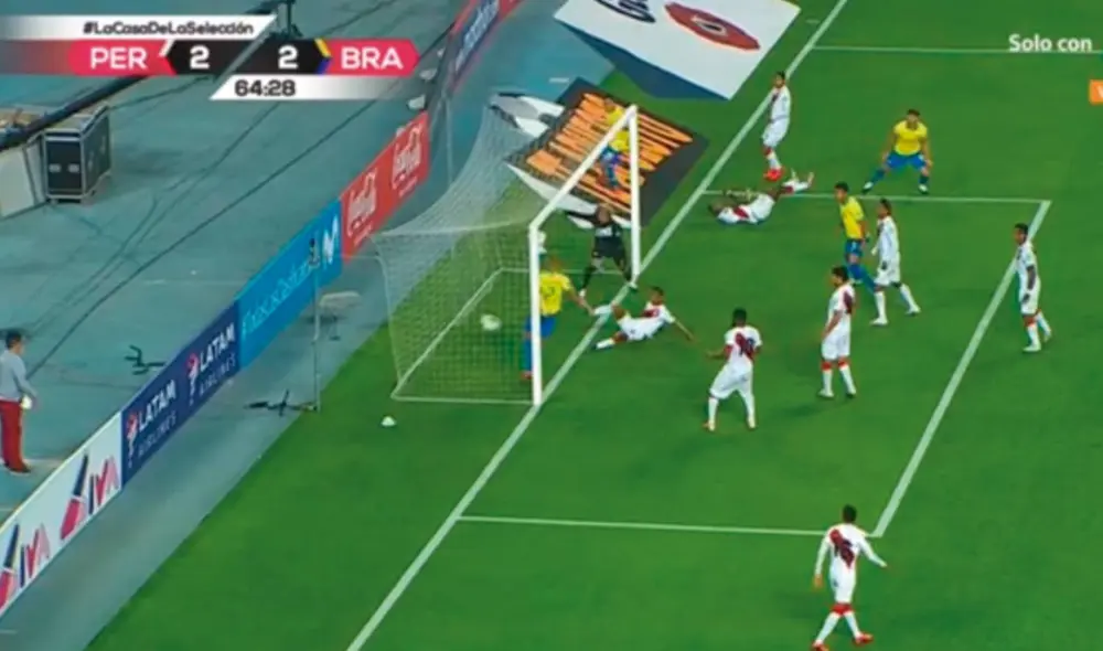 RIcharlison anotó el 2-2 tras una mala salida de Pedro Gallese. Foto: Captura de Movistar