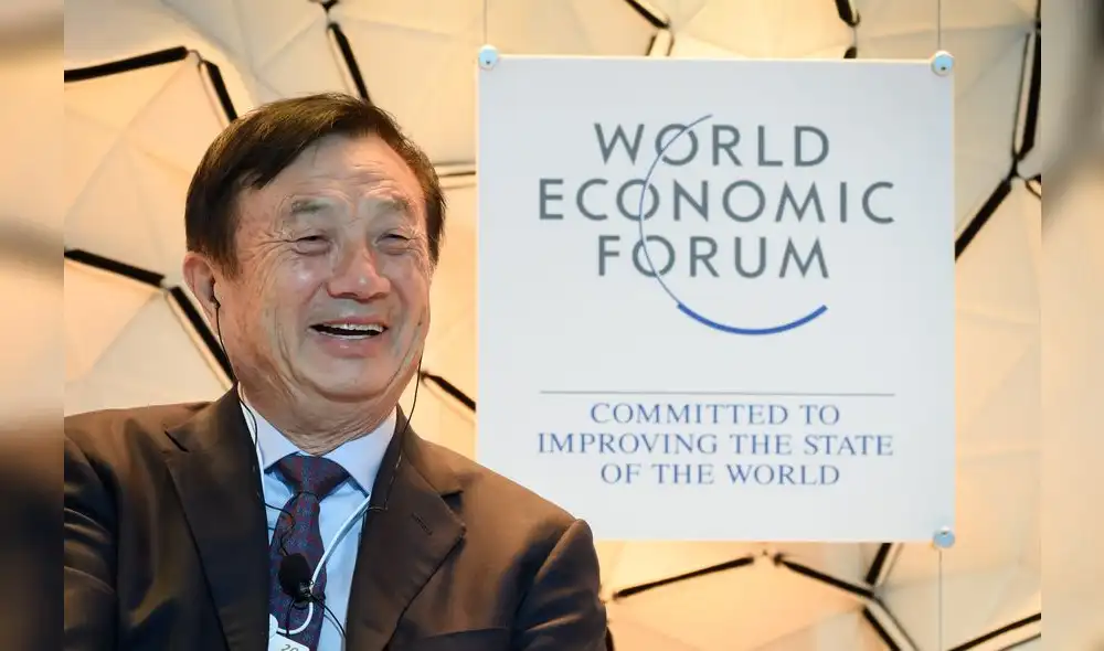 Huawei CEO Ren Zhengfei attends a session at the Congress center during the World Economic Forum (WEF) annual meeting in Davos, on January 21, 2020. (Photo by Fabrice COFFRINI / AFP)