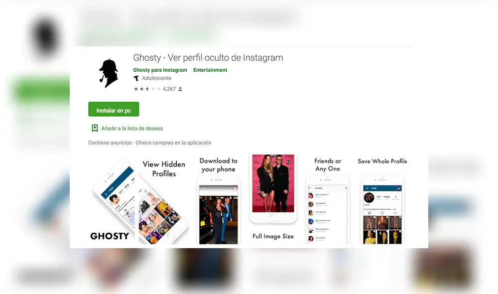 Ghosty, aplicación de Android.