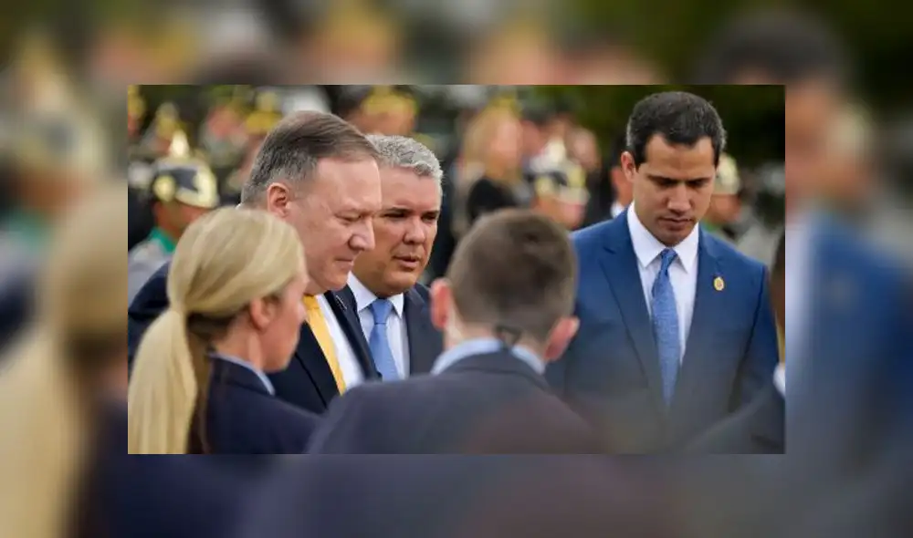 Llegada del Secretario de Estados de los Estados Unidos, Mike Pompeo, junto al presidente de Colombia, Iván Duque y el presodente del Parlamento de Venezuela, Juan Guaidó. Foto: AFP. Llegada del Secretario de Estados de los Estados Unidos, Mike Pompeo, junto al presidente de Colombia, Iván Duque y el presodente del Parlamento de Venezuela, Juan Guaidó. Foto: AFP.