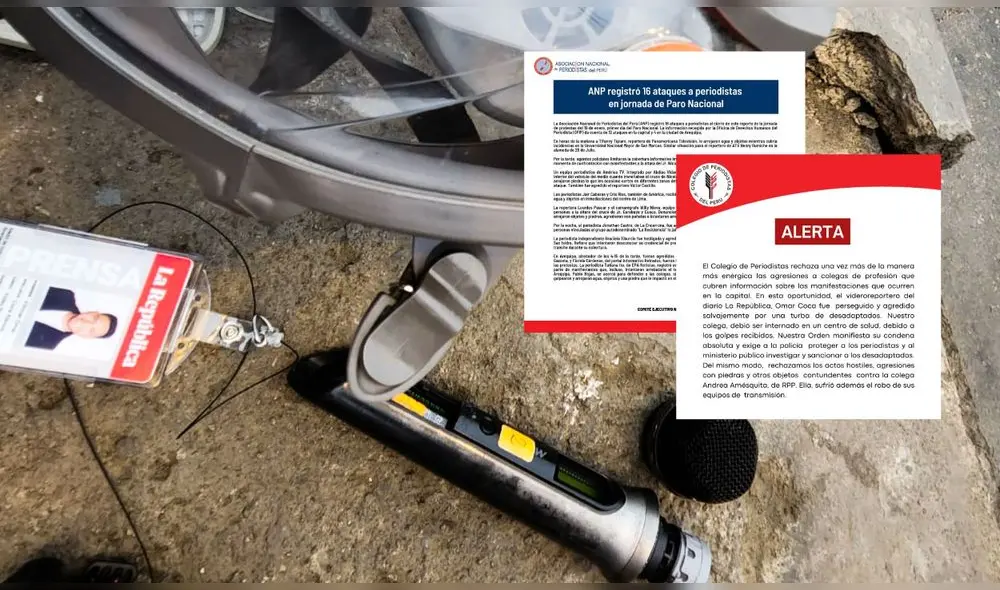 Periodistas se pronuncian contra agresiones a la prensa. Composición: LR