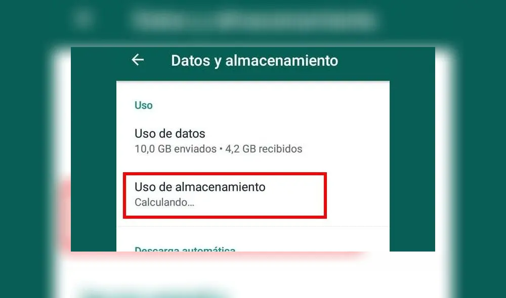 Solo debes ingresar a los ajustes de WhatsApp y luego ingresar al uso de almacenamiento.