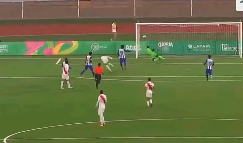 Kevin Quevedo anotó el primer gol de Perú en el fútbol masculino de los juegos Panamericanos 2019. | Foto: TV Perú Kevin Quevedo anotó el primer gol de Perú en el fútbol masculino de los juegos Panamericanos 2019. | Foto: TV Perú