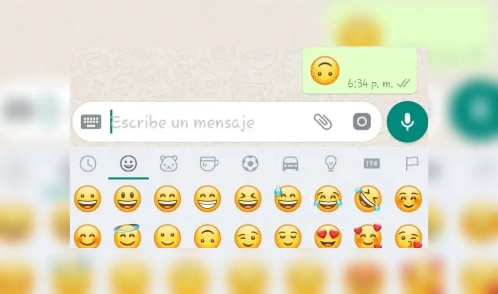 El emoji de WhatsApp de la carita al réves. El emoji de WhatsApp de la carita al réves.