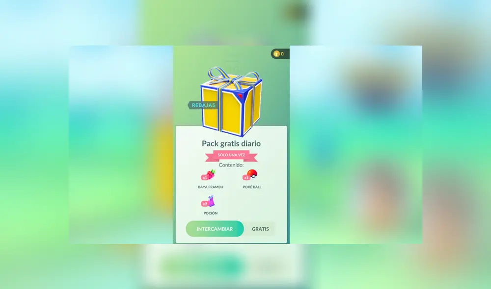 Desliza para saber el contenido de la caja gratis de Pokémon GO. Foto: Captura.