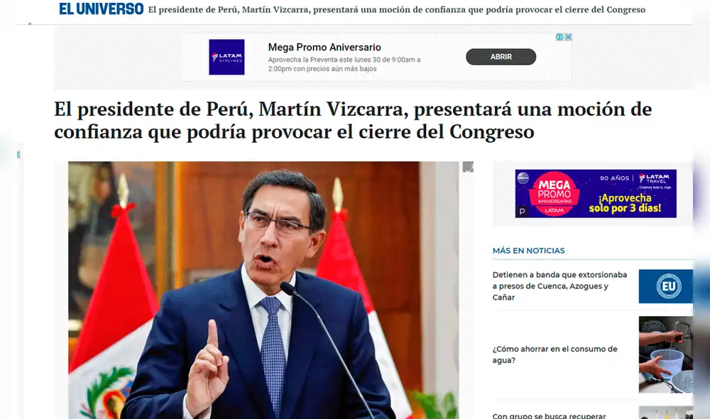 Martín Vizcarra anunció cuestión de confianza: así informaron los medios extranjeros Martín Vizcarra anunció cuestión de confianza: así informaron los medios extranjeros