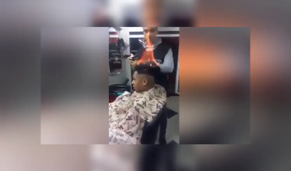 Facebook viral: Barbero corta el cabello de un chico con fuego y casi lo deja calvo [VIDEO]
