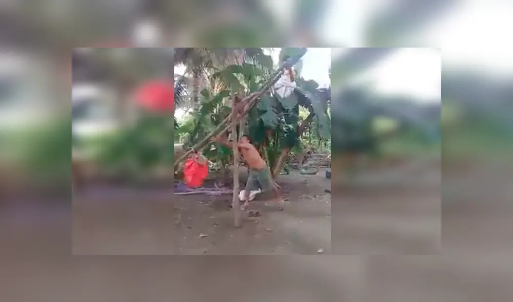 En Facebook, un padre recolectó varios materiales para crear un columpio en medio de un desolado campo.