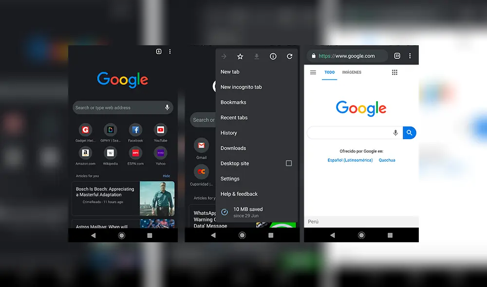 Smartphones Aplicaciones Modo Oscuro