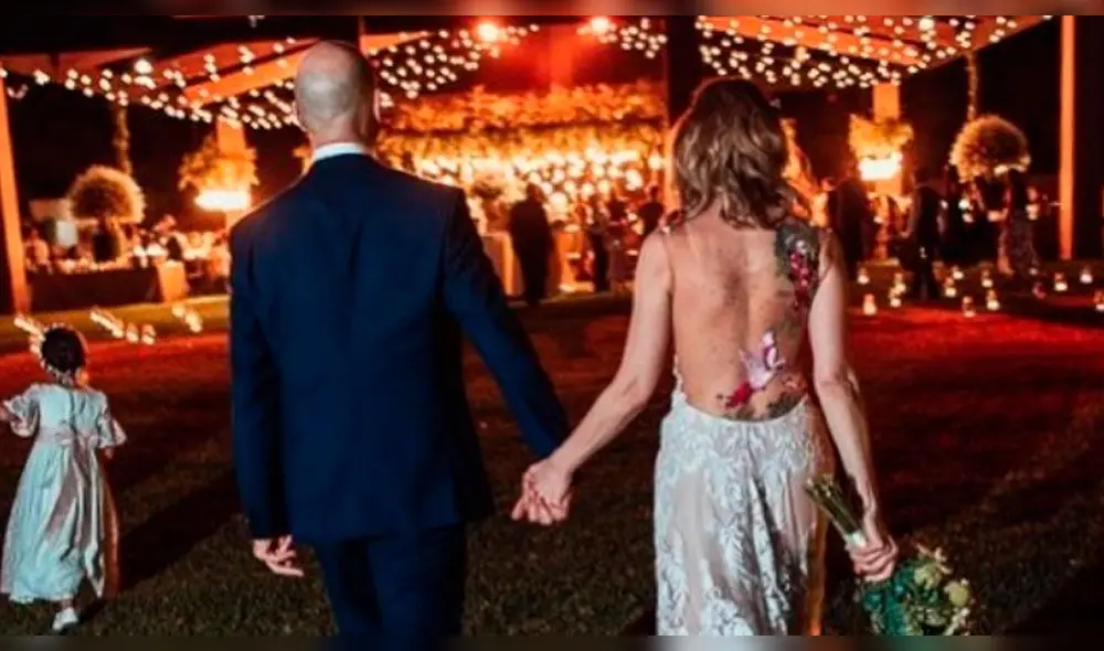 Juliana Oxenford y su esposo en su matrimonio