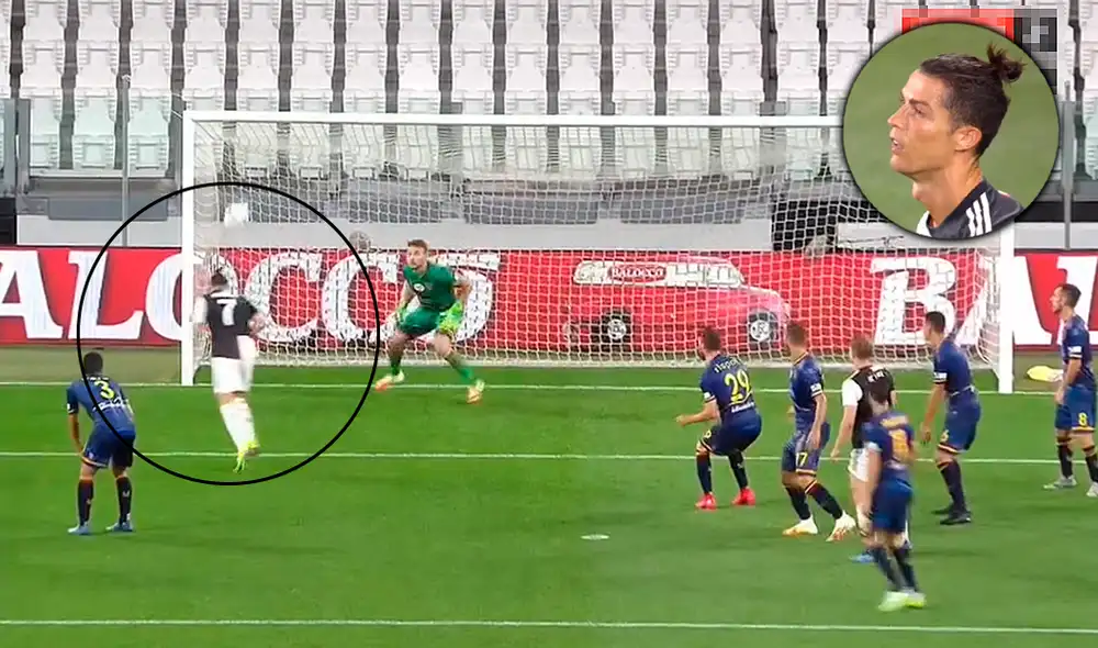 Cristiano Ronaldo falla un gol solo frente al arco en el Juventus vs Lecce. Foto: ESPN/Captura Cristiano Ronaldo falla un gol solo frente al arco en el Juventus vs Lecce. Foto: ESPN/Captura