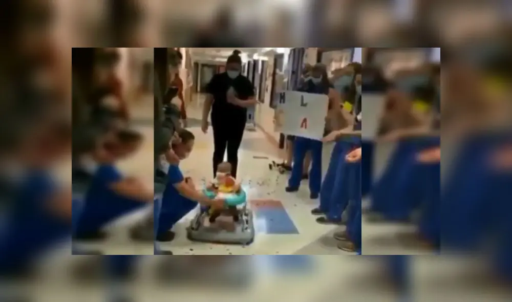 El personal del hospital de la Universidad de Duke despidió al pequeño con confeti. Fuente: Instagram.