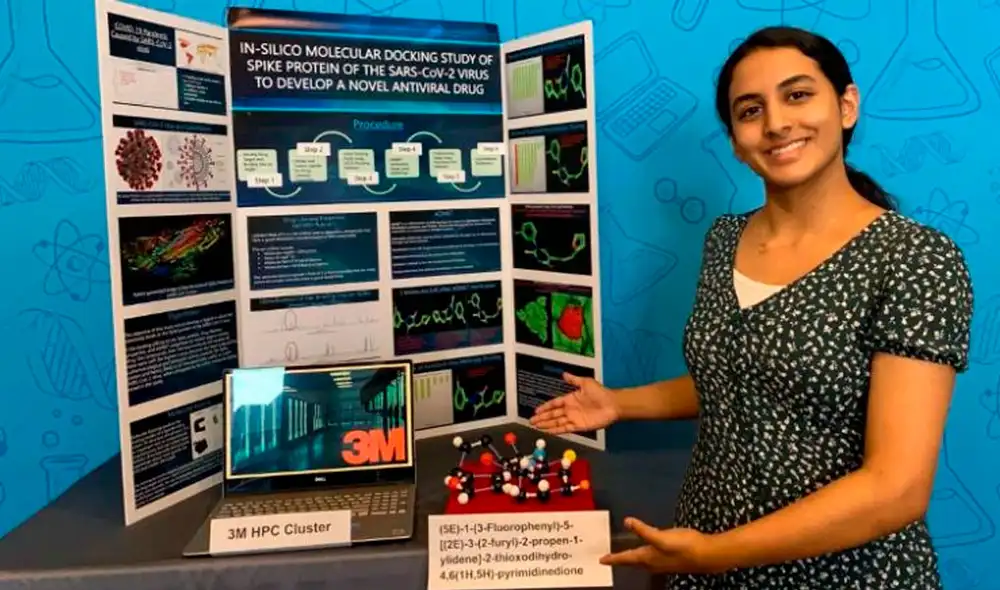 Anika Chebrolu utilizó la metodología “in silico” para hallar un tratamiento contra la COVID-19. Foto: 3M Young Scientist Challege