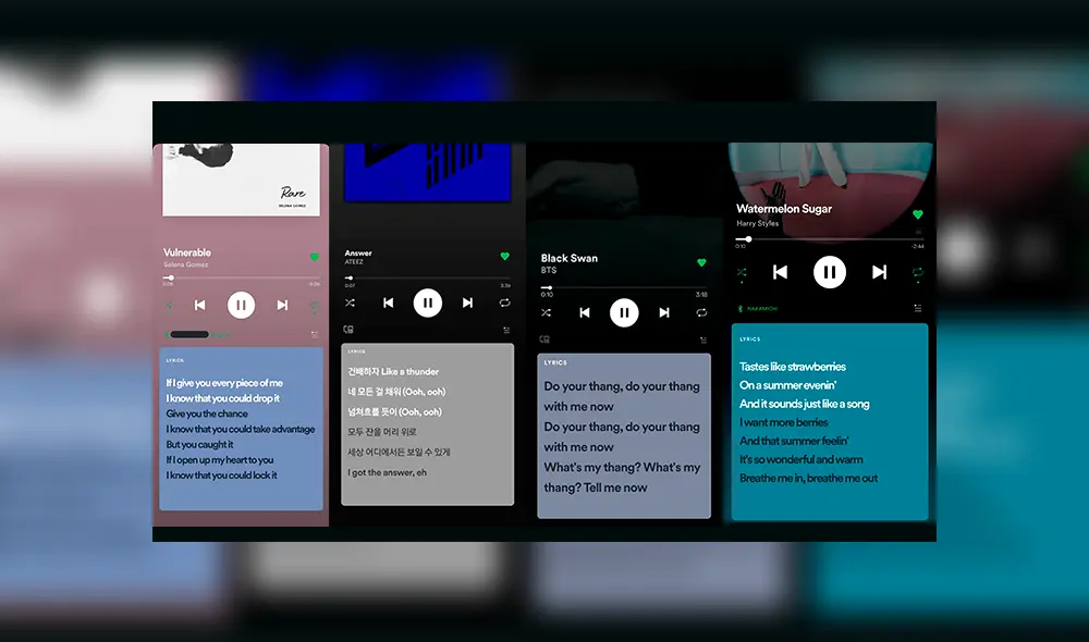 Las letras aparecerán en la ventana de reproducción de Spotify.